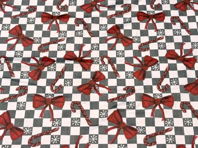 250 GSM DBP Brittany Frost Checkerboard Xmas Print #2051 Double Brushed Polyester Spandex Apparel Stretch Fabric 58"-60" Wide By The Yard