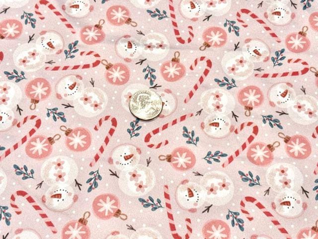 250 GSM DBP Brittany Frost Xmas Ornament Print #2053 Double Brushed Polyester Spandex Apparel Stretch Fabric 58"-60" Wide By The Yard