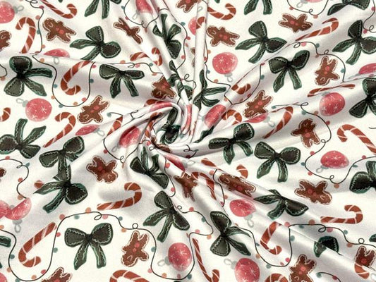 250 GSM DBP Brittany Frost Designs Xmas Theme Print #2059 Double Brushed Polyester Spandex Apparel Stretch Fabric 58"-60" Wide By The Yard