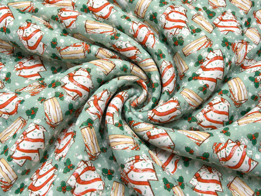 Brittany Frost Designs Xmas Cake Super Scuba Techno Print #2048 Double Knit Stretch Fabric Poly Spandex Fabric 58"-60" Wide By The Yard