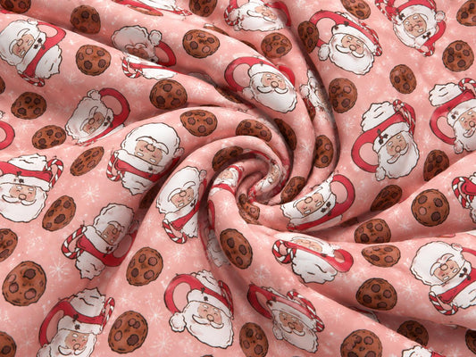 Brittany Frost Designs Santa Mug Super Scuba Techno Print #2052 Double Knit Stretch Fabric Poly Spandex Fabric 58"-60" Wide By The Yard