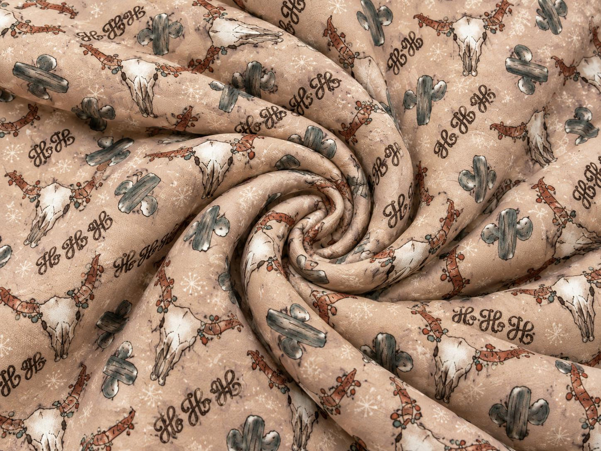 Brittany Frost Designs Western Xmas Super Scuba Techno Print #2056 Double Knit Stretch Fabric Poly Spandex Fabric 58"-60" Wide By The Yard