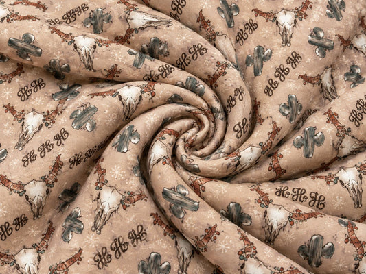 Brittany Frost Designs Western Xmas Super Scuba Techno Print #2056 Double Knit Stretch Fabric Poly Spandex Fabric 58"-60" Wide By The Yard