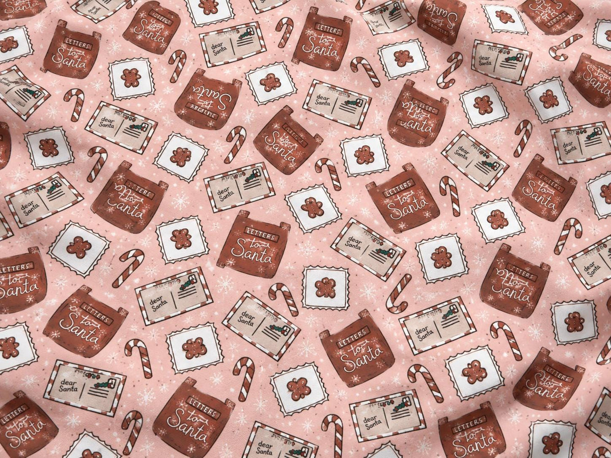 Brittany Frost Designs Santas Letters Super Scuba Techno Print #2058 Double Knit Stretch Fabric Poly Spandex Fabric 58"-60" Wide By The Yard