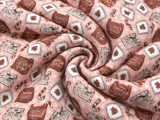 Brittany Frost Designs Santas Letters Super Scuba Techno Print #2058 Double Knit Stretch Fabric Poly Spandex Fabric 58"-60" Wide By The Yard