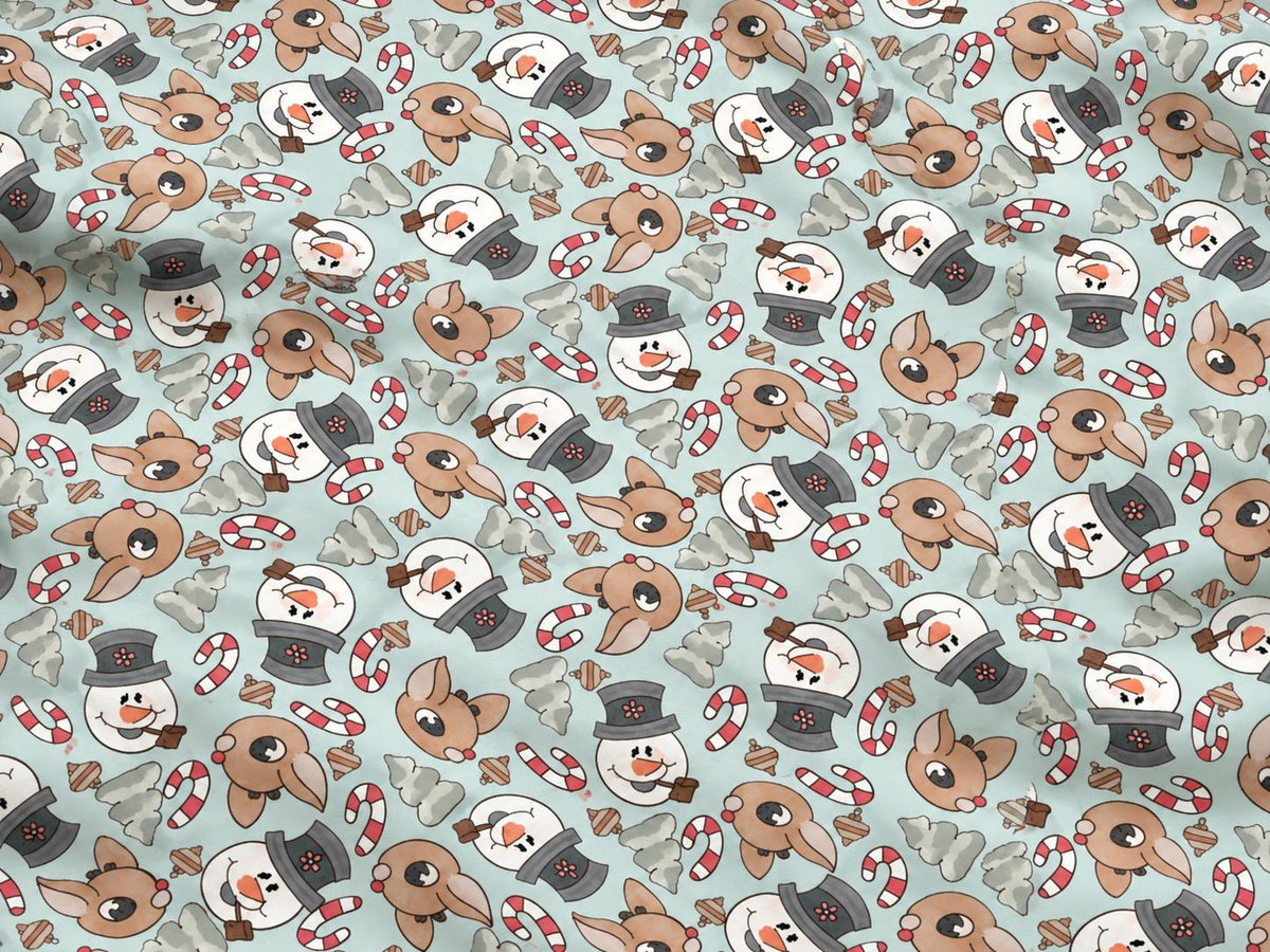 Brittany Frost Designs Snowman Super Scuba Techno Print #2060 Double Knit Stretch Fabric Poly Spandex Fabric 58"-60" Wide By The Yard