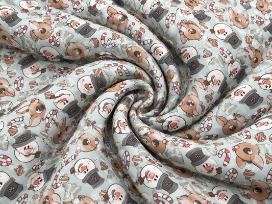 Brittany Frost Designs Snowman Super Scuba Techno Print #2060 Double Knit Stretch Fabric Poly Spandex Fabric 58"-60" Wide By The Yard