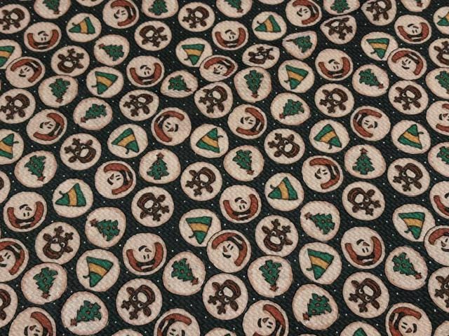 Brittany Frost Designs Xmas Cookies Bullet Print #2049 Ribbed Scuba Double Knit Stretch Poly Spandex Apparel Craft Fabric 58"-60" Wide BTY