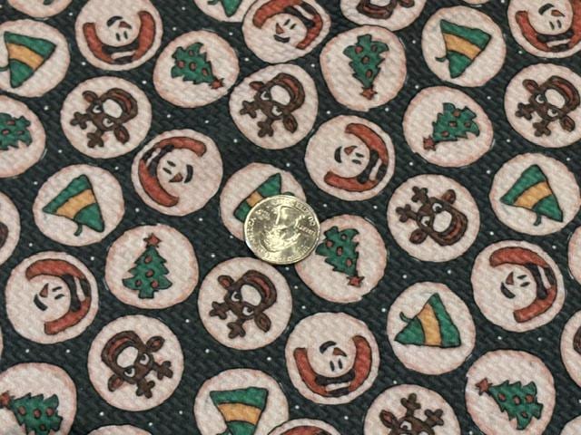 Brittany Frost Designs Xmas Cookies Bullet Print #2049 Ribbed Scuba Double Knit Stretch Poly Spandex Apparel Craft Fabric 58"-60" Wide BTY
