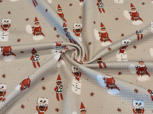 Brittany Frost Designs Xmas Elf Bullet Print #2050 Ribbed Scuba Double Knit Stretch Poly Spandex Apparel Craft Fabric 58"-60" Wide BTY