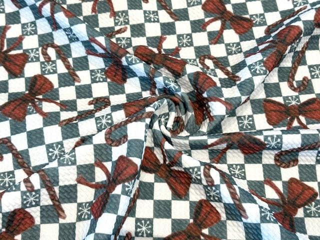 Brittany Frost Designs Xmas Check Bullet Print #2051 Ribbed Scuba Double Knit Stretch Poly Spandex Apparel Craft Fabric 58"-60" Wide BTY