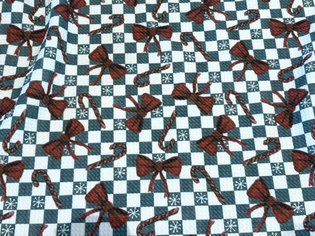 Brittany Frost Designs Xmas Check Bullet Print #2051 Ribbed Scuba Double Knit Stretch Poly Spandex Apparel Craft Fabric 58"-60" Wide BTY
