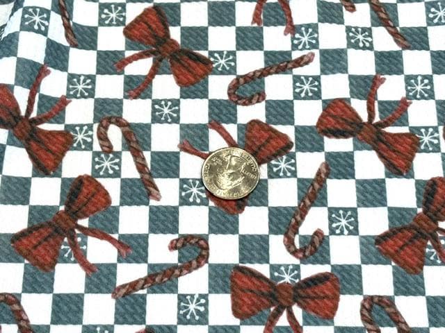 Brittany Frost Designs Xmas Check Bullet Print #2051 Ribbed Scuba Double Knit Stretch Poly Spandex Apparel Craft Fabric 58"-60" Wide BTY