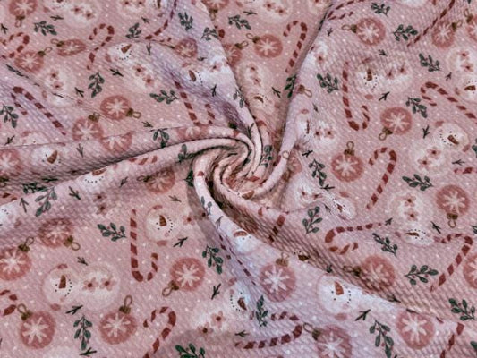 Brittany Frost Designs Xmas Ornament Bullet Print #2053 Ribbed Scuba Double Knit Stretch Poly Spandex Apparel Craft Fabric 58"-60" Wide BTY