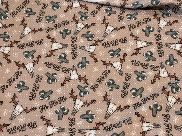 Brittany Frost Designs Xmas Western Bullet Print #2056 Ribbed Scuba Double Knit Stretch Poly Spandex Apparel Craft Fabric 58"-60" Wide BTY