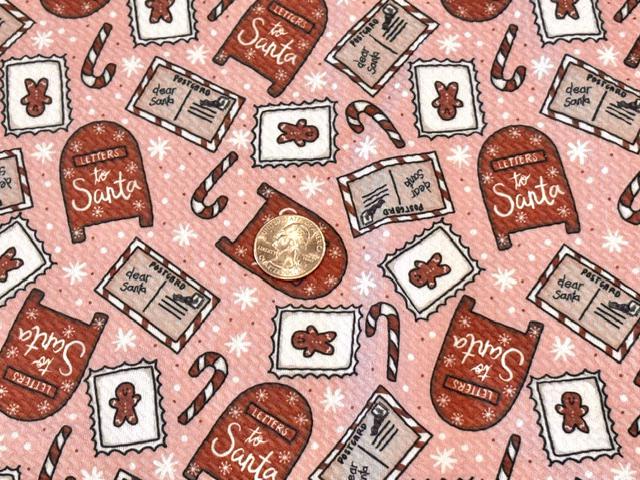 Brittany Frost Designs Santas Letters Bullet Print #2058 Ribbed Scuba Double Knit Stretch Poly Spandex Apparel Craft Fabric 58"-60" Wide BTY