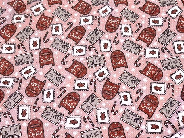 Brittany Frost Designs Santas Letters Bullet Print #2058 Ribbed Scuba Double Knit Stretch Poly Spandex Apparel Craft Fabric 58"-60" Wide BTY