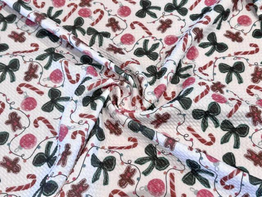 Brittany Frost Designs Christmas Bullet Print #2059 Ribbed Scuba Double Knit Stretch Poly Spandex Apparel Craft Fabric 58"-60" Wide BTY