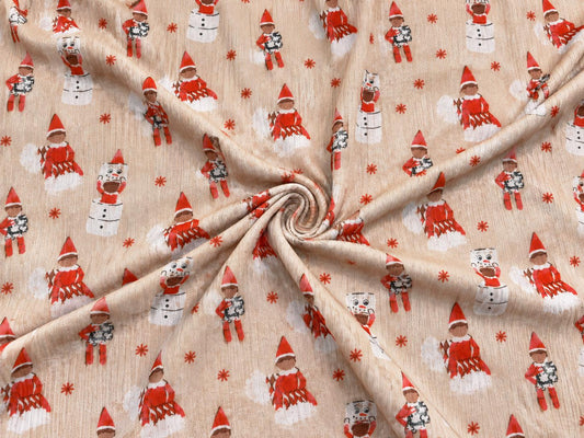 4x2 Rib Knit Brittany Frost Designs Christmas Elf DBP Print #2050 Spandex Stretch 190GSM Fabric 58"-60" Wide By The Yard
