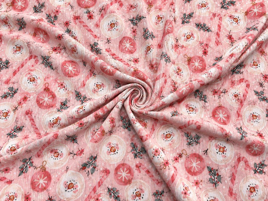 4x2 Rib Knit Brittany Frost Designs Christmas Ornament DBP Print #2053 Spandex Stretch 190GSM Fabric 58"-60" Wide By The Yard