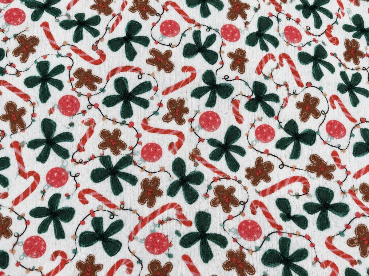 4x2 Rib Knit Brittany Frost Designs Christmas DBP Print #2059 Spandex Stretch 190GSM Fabric 58"-60" Wide By The Yard