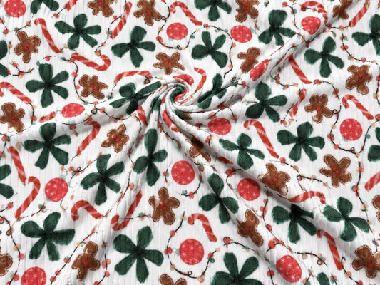 8x3 Rib Brittany Frost Designs Christmas DBP Knit Print #2059 Poly Spandex Stretch 190GSM Apparel Fabric 58"-60" Wide By The Yard