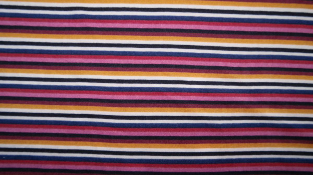 Double Brushed Poly Multicolor Rainbow Stripe Print #43 Poly Spandex Apparel Stretch Fabric 190 GSM 58"-60" Wide By The Yard