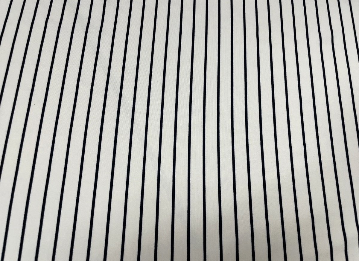 Navy White Vertical Stripe DBP Print #367 Double Brushed Polyester Spandex Apparel Stretch Fabric 190 GSM 58"-60" Wide By The Yard