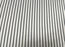 Load image into Gallery viewer, Navy White Vertical Stripe DBP Print #367 Double Brushed Polyester Spandex Apparel Stretch Fabric 190 GSM 58&quot;-60&quot; Wide By The Yard