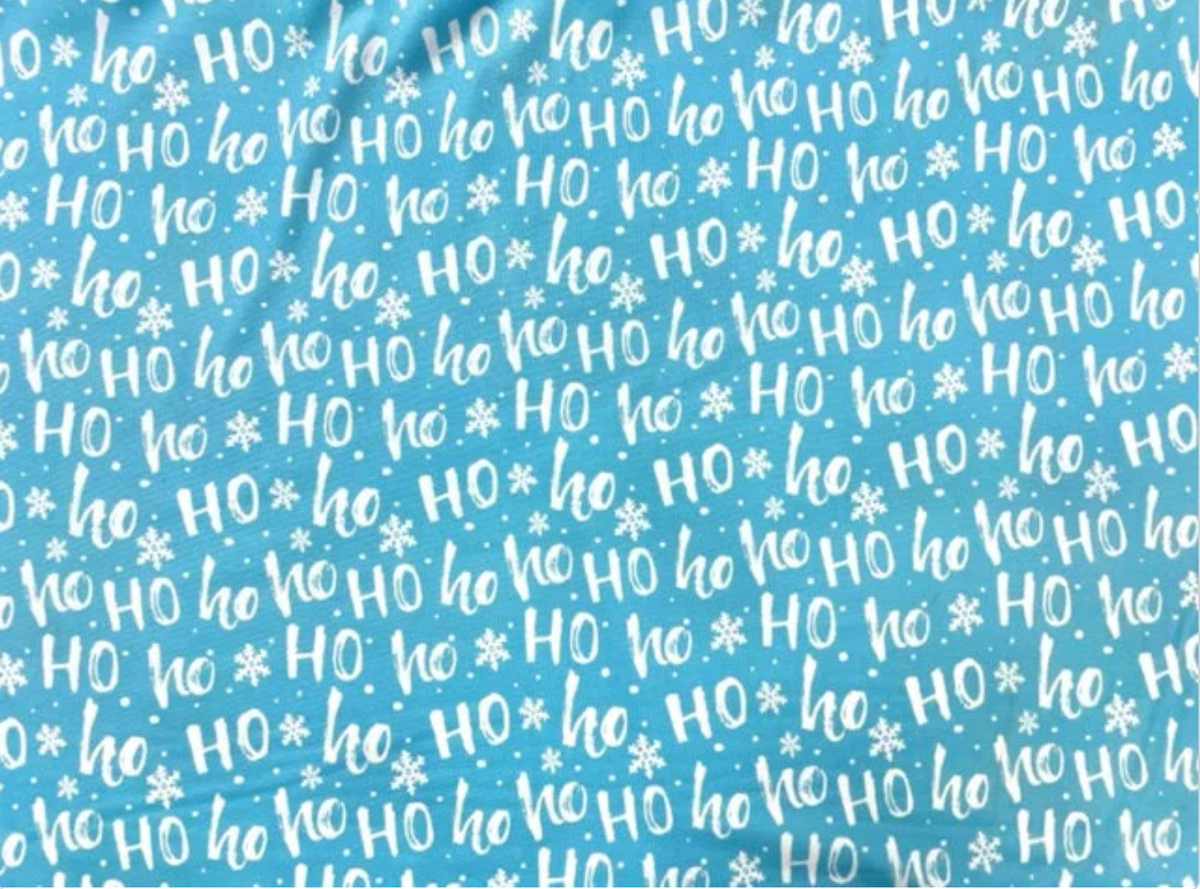HoHoHo Christmas Xmas DBP Print #655 Double Brushed Polyester Spandex Apparel Stretch Fabric 190 GSM 58"-60" Wide By The Yard