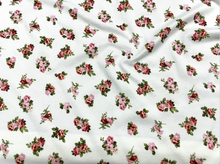 Load image into Gallery viewer, Classic Floral Rose White DBP Print #517 Double Brushed Polyester Spandex Apparel Stretch Fabric 190 GSM 58&quot;-60&quot; Wide By The Yard