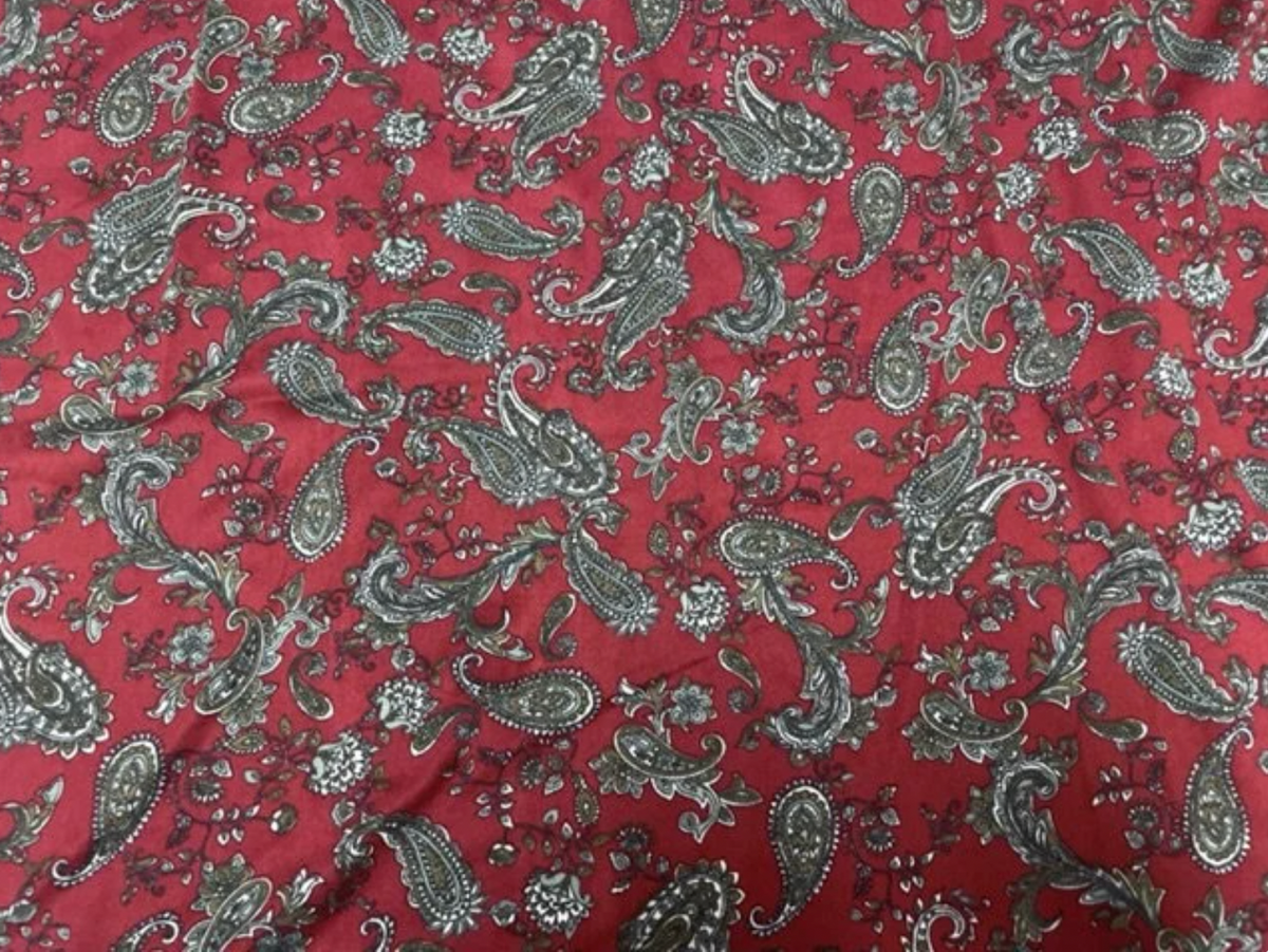 Paisley Western Floral DBP Print #761 Double Brushed Polyester Spandex Apparel Stretch Fabric 190 GSM 58"-60" Wide By The Yard