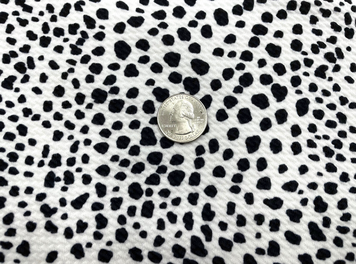 Dalmatian Spot Bullet Print #557 Ribbed Scuba Techno Double Knit 2-Way Stretch Poly Spandex Apparel Craft Fabric 58"-60" Wide BTY