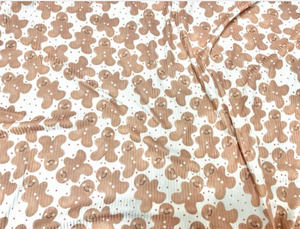 4x2 Rib Knit Brittany Frost Designs Gingerbread Man DBP Print #435 Double Brush Poly Spandex Stretch 190GSM Fabric 58"-60" Wide By The Yard