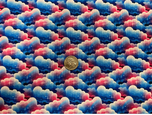 Electric Cloud Rib Knit Print #12 4x2 Jersey Knit Polyester Rayon Spandex Stretch 190GSM Apparel Fabric 58"-60" Wide By The Yard
