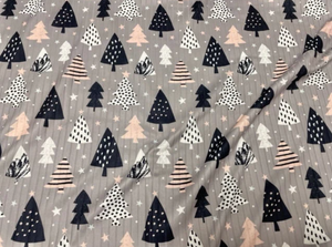 8x3 Buffalo Star Christmas Tree DBP Knit Print #415 Double Brushed Poly Spandex Stretch 190GSM Apparel Fabric 58"-60" Wide By The Yard