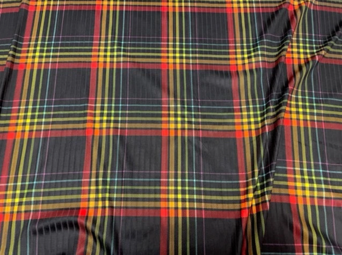 8x3 Rib Rainbow Plaid DBP Knit Print #308 Double Brushed Poly Spandex Stretch 190GSM Apparel Fabric 58"-60" Wide By The Yard