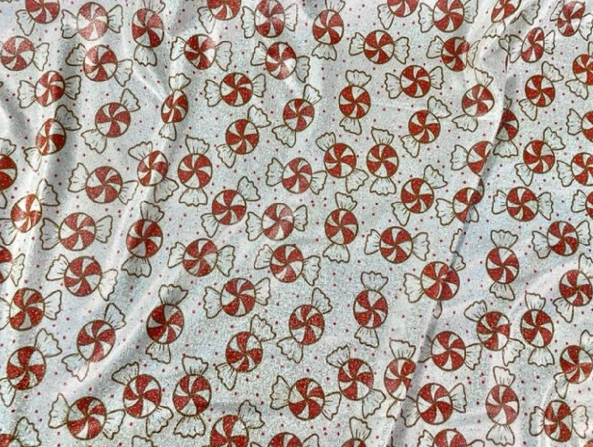 Sparkle Brittany Frost Designs Mint Candy Print #13 Shimmer Stretch Poly Spandex 190 GSM Apparel Craft Fabric 58"-60" Wide By The Yard
