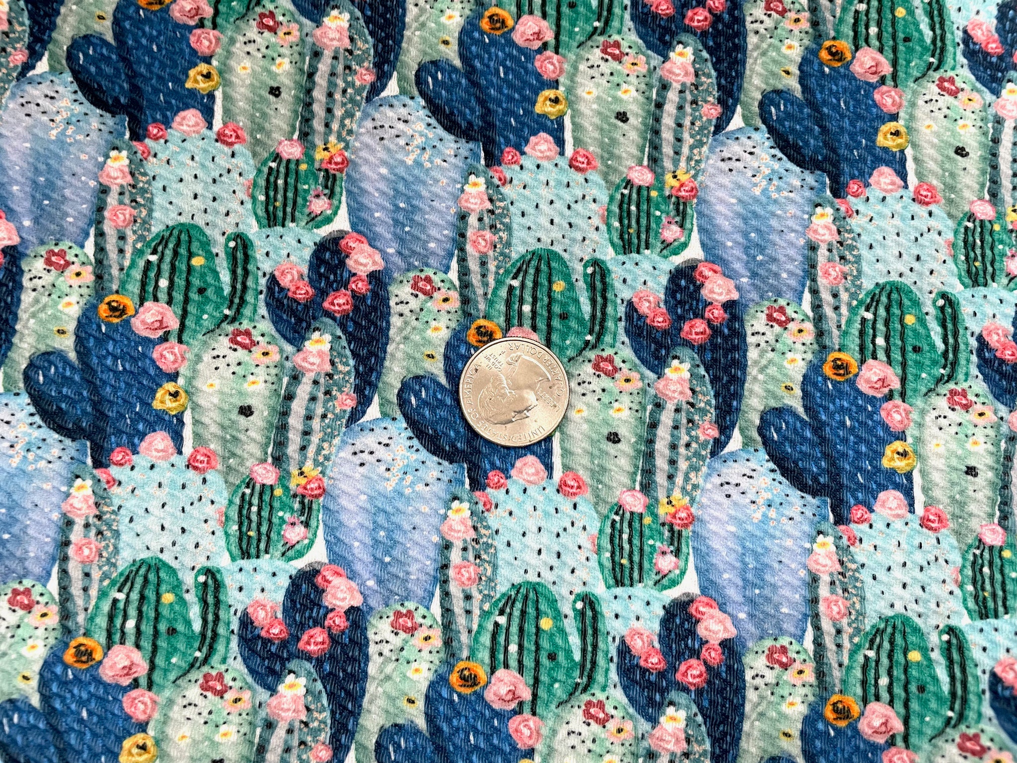 cactus succulent fabric Pastel Cactus Succulent Bullet Print #544 Ribbed Scuba Techno Double Knit 2-Way Stretch Poly Spandex Apparel Craft Fabric 58"-60" Wide BTY