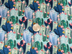 Pastel Cactus Succulent Bullet Print #544 Ribbed Scuba Techno Double Knit 2-Way Stretch Poly Spandex Apparel Craft Fabric 58"-60" Wide BTY