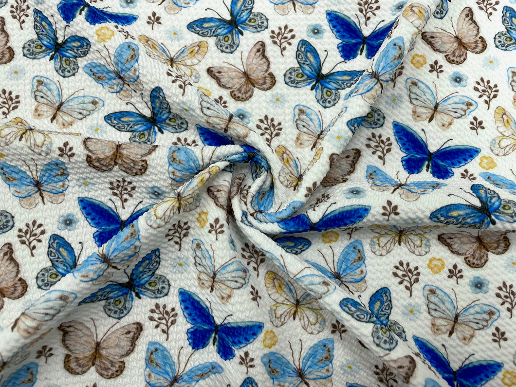 Butterfly Bullet Print #559 Ribbed Scuba Techno Double Knit 2-Way Stretch Poly Spandex Apparel Craft Fabric 58