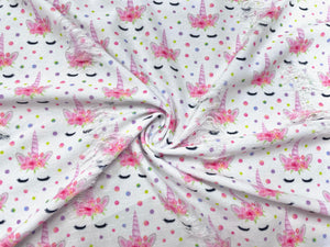 Unicorn Polka Dot Distressed Denim Print #23 Polyester Rayon Spandex Stretch Apparel Fabric 58"-60" Wide By The Yard