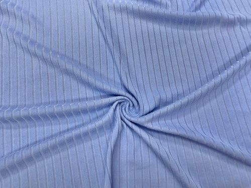 Periwinkle Blue DBP 8X3 Rib Knit #2 Double Brushed Polyester Spandex Stretch 190GSM Apparel Fabric 58