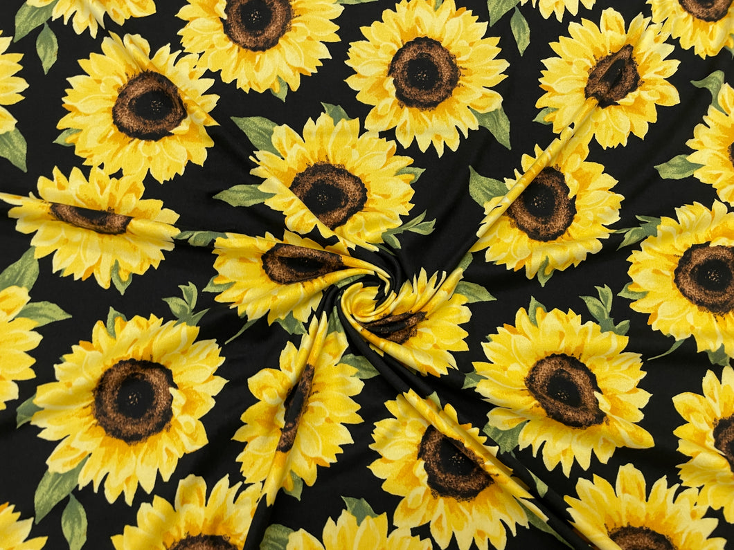 Sunflower DBP Print #341 Double Brushed Polyester Spandex Apparel Stretch Fabric 190 GSM 58