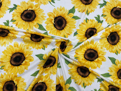 Sunflower DBP Print #342 Double Brushed Polyester Spandex Apparel Stretch Fabric 190 GSM 58