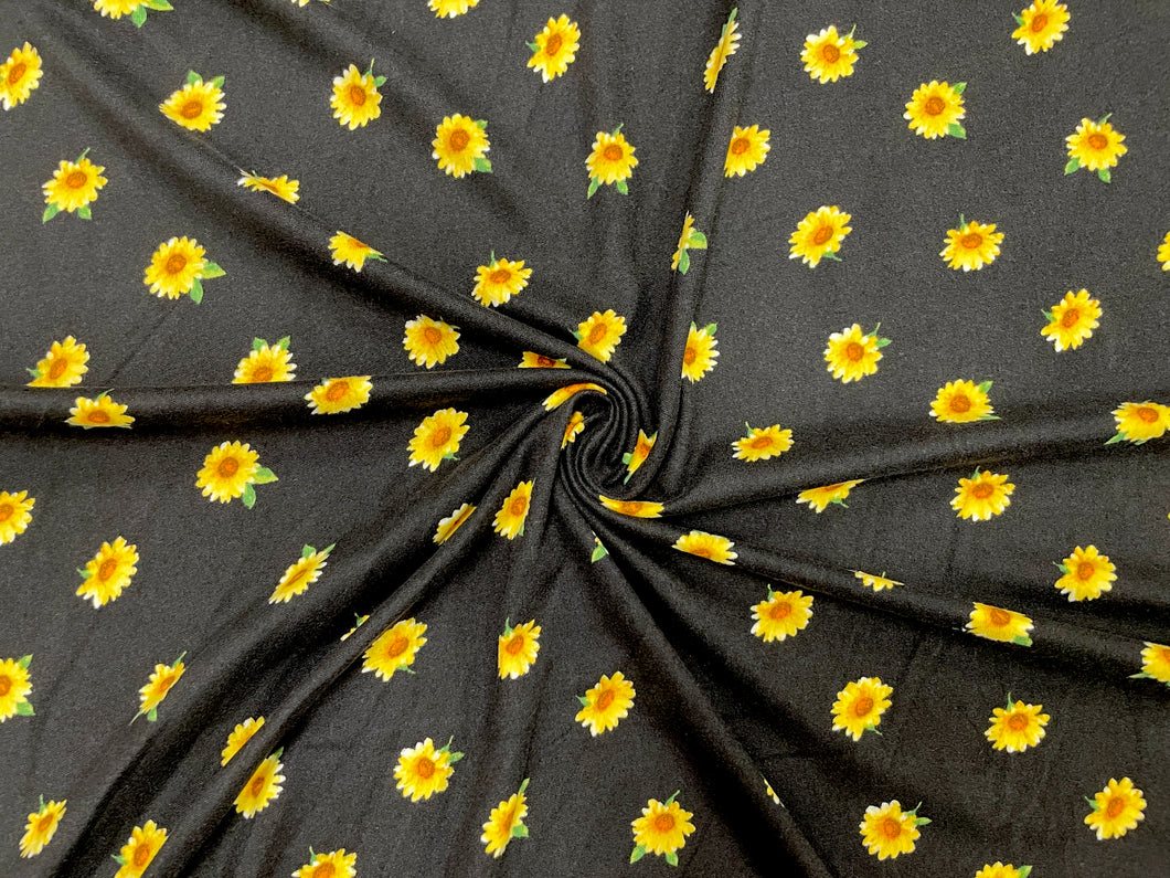 Sunflower DBP Print #345 Double Brushed Polyester Spandex Apparel Stretch Fabric 190 GSM 58