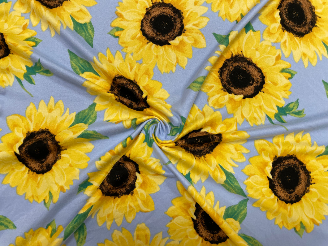 Sunflower DBP Print #343 Double Brushed Polyester Spandex Apparel Stretch Fabric 190 GSM 58