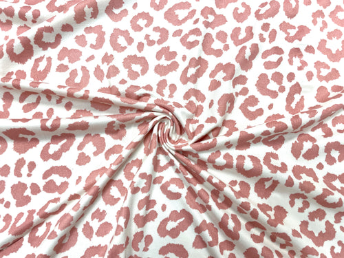 Pink Leopard DBP Print #346 Double Brushed Polyester Spandex Apparel Stretch Fabric 190 GSM 58