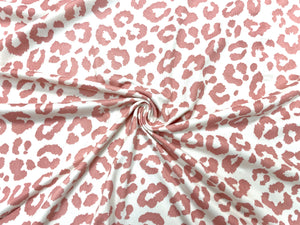 Pink Leopard DBP Print #346 Double Brushed Polyester Spandex Apparel Stretch Fabric 190 GSM 58"-60" Wide By The Yard