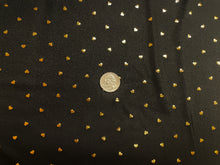 Load image into Gallery viewer, Metallic Gold Hearts DBP Print #348 Double Brushed Polyester Spandex Apparel Stretch Fabric 190 GSM 58&quot;-60&quot; Wide By The Yard